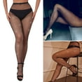 thumbnail image 2 of Glittering Fishnets Tights High Waist Elastic Stockings for Women with Sparkling Rhinestones Embellished Mesh Pantyhose, 2 of 9