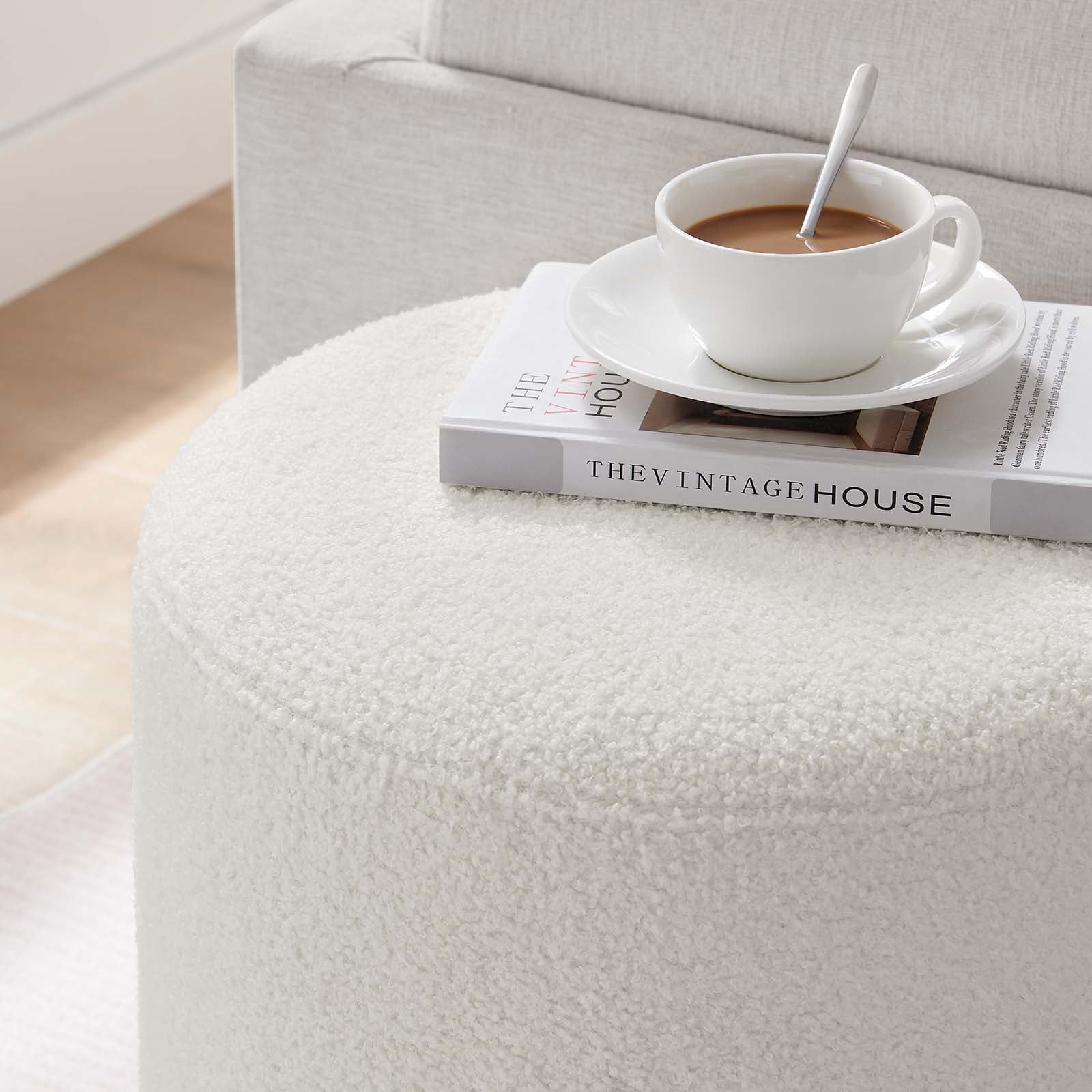 Tilden Ottoman in Ivory Natural