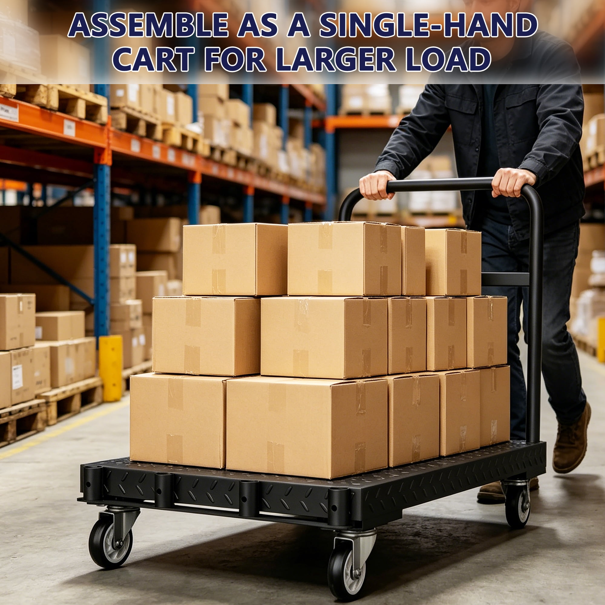 Panel Cart, 1500 LB Heavy Duty Flat Cart with 4 Wheels, Lumber and Drywall Cart Dolly for Moving, Warehouse and Home Use