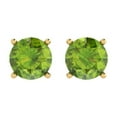 thumbnail image 3 of 3 ct Push-Back Stud Earrings for Women | 7.5mm Round Cut Natural Peridot | 18K Yellow Gold, 3 of 5