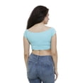 thumbnail image 2 of Women's Short Sleeved Off The Shoulder Crop Top, L, Aqua, by Ambesonne, 2 of 3