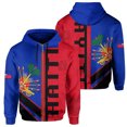 thumbnail image 3 of Nueva moda deportiva con estampado de bandera haitiana, sudaderas con capucha con cremallera, emblema nacional de la isla de Haití del mar Caribe, impresión 3D, jerseys de manga larga, 3 of 5