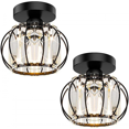 thumbnail image 1 of 2-Pack Semi Flush Mount Ceiling Light Fixtures Small Crystal Ceiling Lights Farmhouse Black Metal Cage Ceiling Lights, 1 of 6