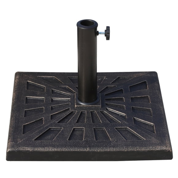 Outsunny 33 lbs Patio Umbrella Base Square Outdoor Resin Parasol Stand Market Umbrella Holder Deck Bronze