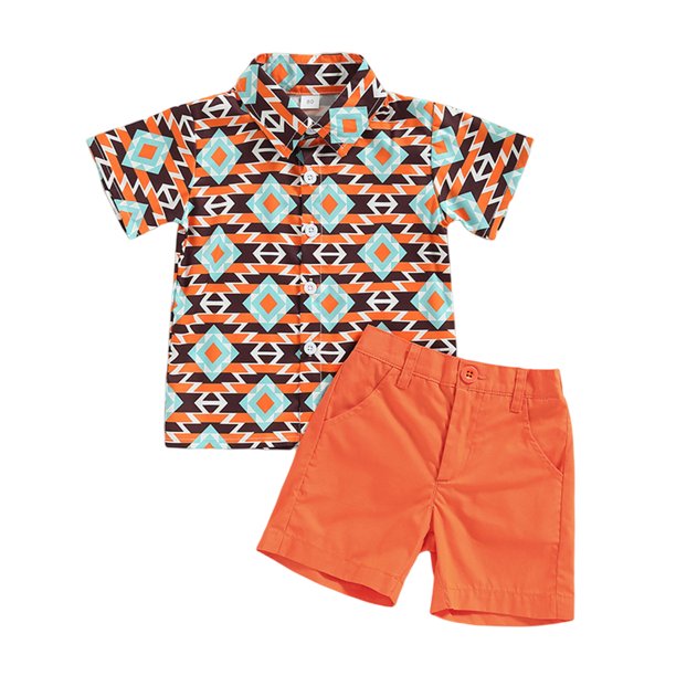 Conjunto De Pantalones Cortos De Camisa De Manga Corta Camisa y pantalones cortos con estampado de bebé niño Moda 12M-5T Ropa diaria para niños (110cm 4T) Cgtredaw Para estrenar