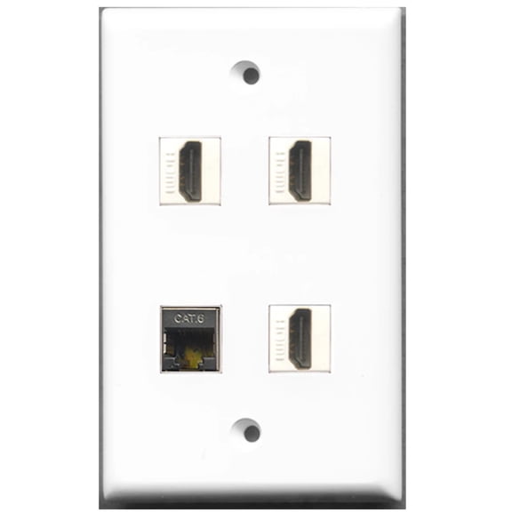 Ultra Spec Cables 3 Port HDMI 1 Port Shielded Cat6 Ethernet Wall Plate