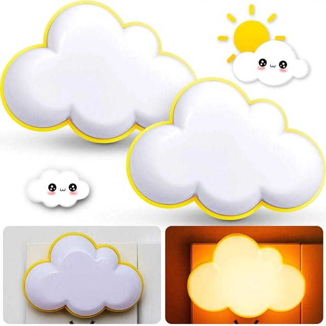 Lámpara LED de noche con forma de nube, miniluz nocturna bonita para adultos y niños, color blanco
