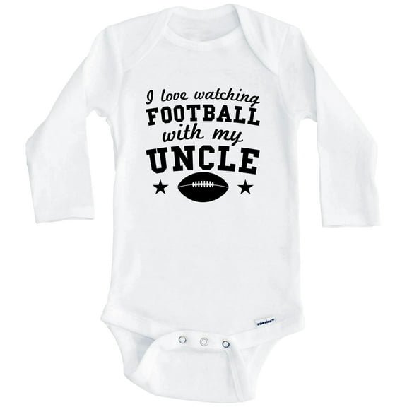 I Love Watching Football With My Uncle Cute One Piece Baby Bodysuit For Nephew Or Niece (Long Sleeve), 0-3 Months White