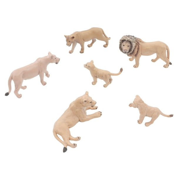 Spptty 6 Pcs Lions Model Set Lifelike Mini Wild Animals Statue Lions
