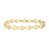 10kt Real Yellow Gold Womens Heart Lock Link 8" Bracelet