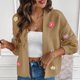 thumbnail image 4 of Nuevo estilo, cárdigan de punto dulce con flores de ganchillo a mano, chaqueta para mujer, suéter holgado informal de estilo perezoso, 4 of 4