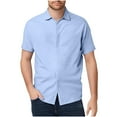 thumbnail image 2 of pstuiky camiseta de hombre, Cárdigan de manga corta con solapa y botones de color liso para hombre camisetas de hombre l, 2 of 9