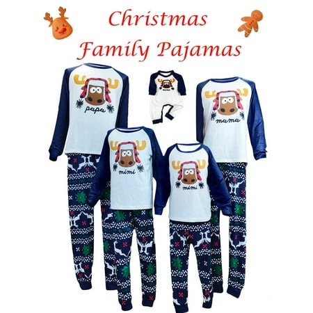 

Christmas Family Pajamas Matching Sets Elk Print Pullover Tops Loose Pants Xmas Party Holiday Parent-Child Sleepwear