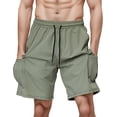 thumbnail image 4 of Sngxgn Men's Summer Beach Shorts Casual Lightweight Drawstring Shorts(Green,L), 4 of 4