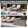 thumbnail image 3 of 130 Gallon Resin Deck Box, Outdoor Lockable Storage Container for Patio Cushions, Garden Tools, Pool Supplies, Toys, Water Resistant and UV Resistant, Reinforced Rib Design, Built-in Wheels, Gray, 3 of 9
