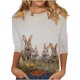 thumbnail image 3 of TaTaai Women Easter Print Crew Neck 3/4 Sleeve Pullover T-Shirt Casual Ladies Spring Daily Street Wear Lightweight Breathable Non-See-Through No Fading Soft Top Gift, 3 of 5