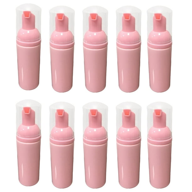 10 botellas de bomba de espuma de plástico, mini dispensador de espuma portátil de 60 ml, dispensador de jabón de manos para jabón de manos, limpiador Rosa