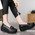 thumbnail image 3 of Women's Genuine Leather Wedge Heel Rocker Loafers Comfort Non Slip Platform Slip On Walking Shoes Casual Shopping Daily Mom Shoes, 3 of 6