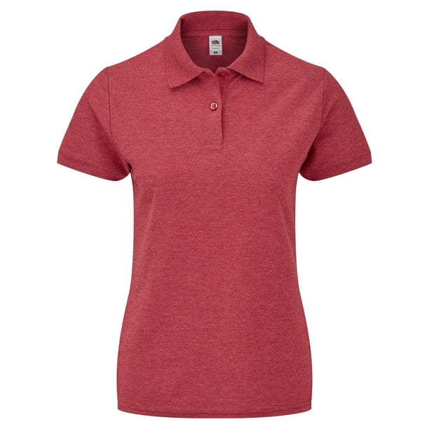 Fruit Of The Loom- Polo de manga corta 65/35 para mujer (Rojo Jaspeado)