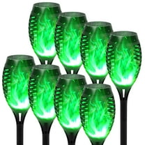 Baokaler Solar Torch Lights, 8PCS Green Solar Lights W/Flickering Flame, 12-LED Solar Tiki Torches for Outside Waterproof Landscape Outdoor Lights Garden Yard Patio Lawn Xmas Decorations