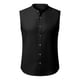 thumbnail image 3 of Top de Hombro Frío Camisa de Lino de los Hombres sin Mangas Cuello Redondo Color Sólido Botón Básico Delantero Top de Vacaciones Casual, 3 of 6