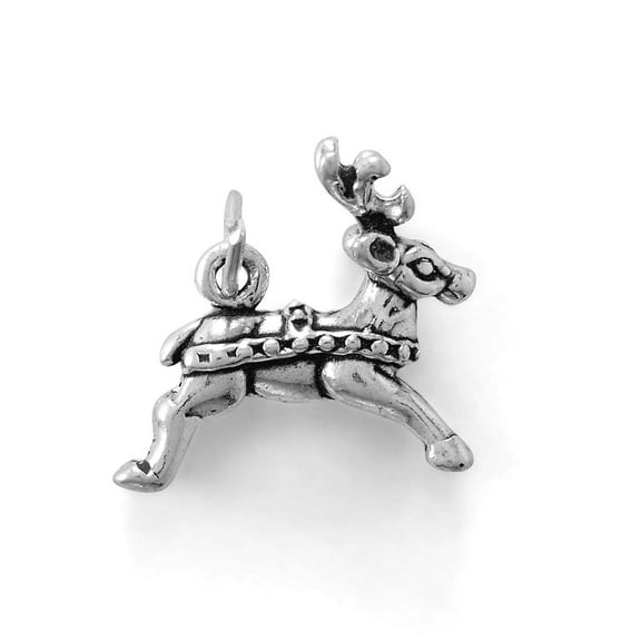 925 Sterling Silver Reindeer Charm 3d 17.6mm X 16mm Pendant Necklace for Women