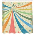 thumbnail image 3 of Circus Shower Curtain, Colorful Carnival Background with Rainbow Spectrum Rays and Stars on Grungy Texture, Fabric Bathroom Set with Hooks, 69W X 75L Inches Long, Multicolor, by Ambesonne, 3 of 3