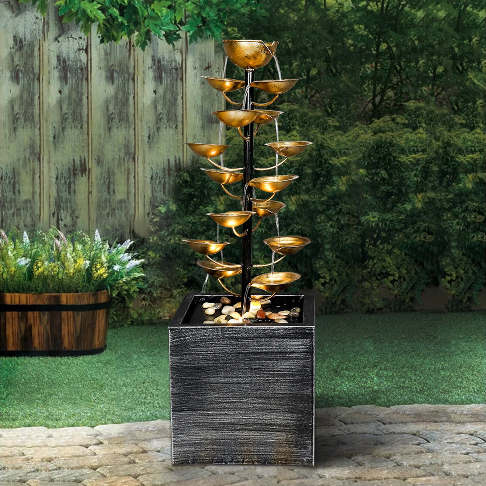 KALEFU Metal Water Fountain FloorStanding Water Fountain for Indoor