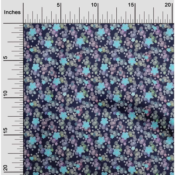 oneOone Organic Cotton Poplin Twill Fabric Dot & Flower Floral Print Fabric by Yard 42 Inch Wide