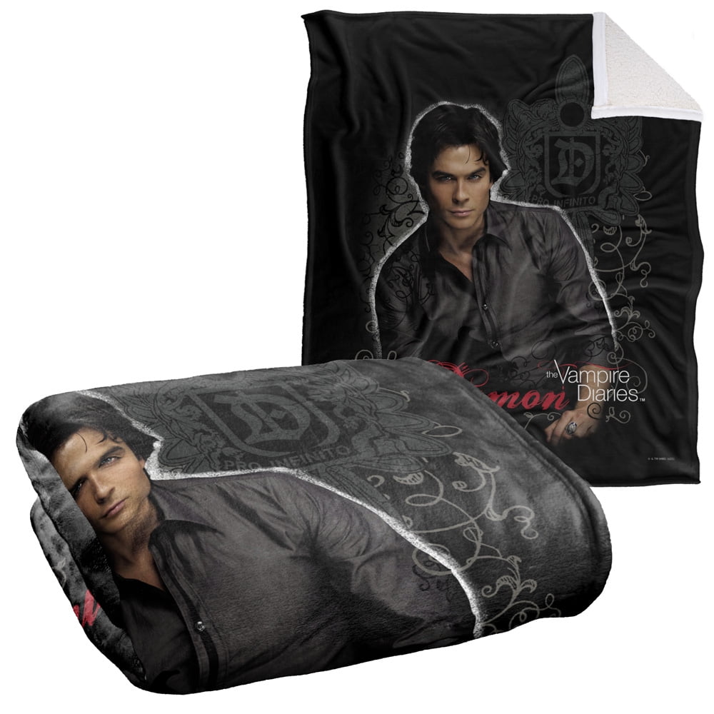 Vampire Diaries Blanket, 50"x60", Damon Silky Touch Sherpa Back Super