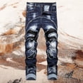 thumbnail image 2 of Luwomo Mens Casual Jeans Everyday Wear Stylish Dark Coloured Straight Leg High Waist Long Trousers Comfy Streetwear Relaxed Fit Denim Pants Blue,28, 2 of 8