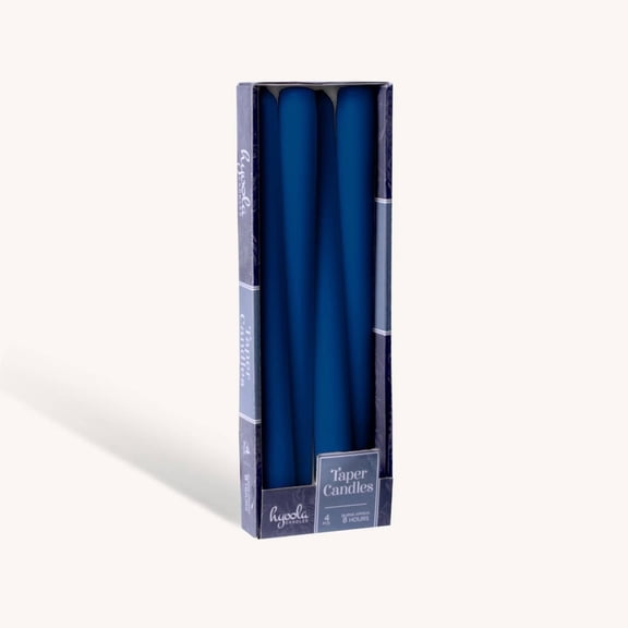 Hyoola 12" Midnight Blue Dripless European Made Taper Candles, Unscented Paraffin Wax with Cotton Wicks, 4-Pack