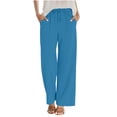 thumbnail image 6 of Antqov Wide Leg Cotton Linen Pants Women Summer High Waisted Straight Loose Pockets Palazzo for Vacation Travel 2026, S-2XL, 6 of 7