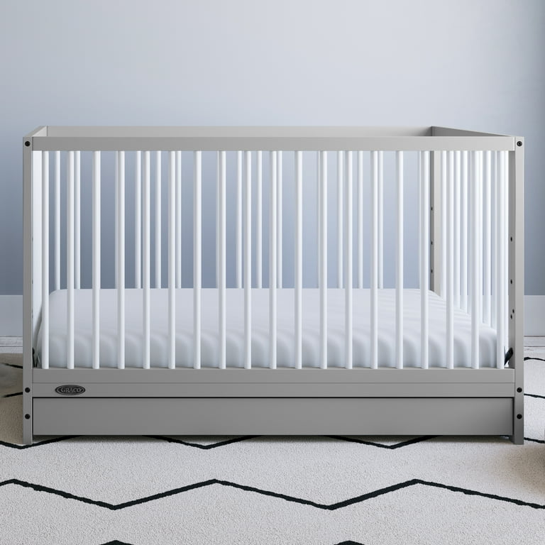 Graco Teddi 5 in 1 Convertible Baby Crib with Drawer Pebble Gray
