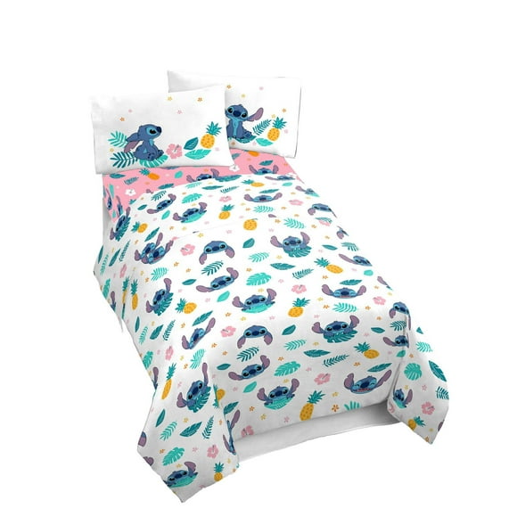 Disney, Lilo and Stitch Hawaiian Denim 4-Piece Full Sheet Set, Kids, 100% Polyester