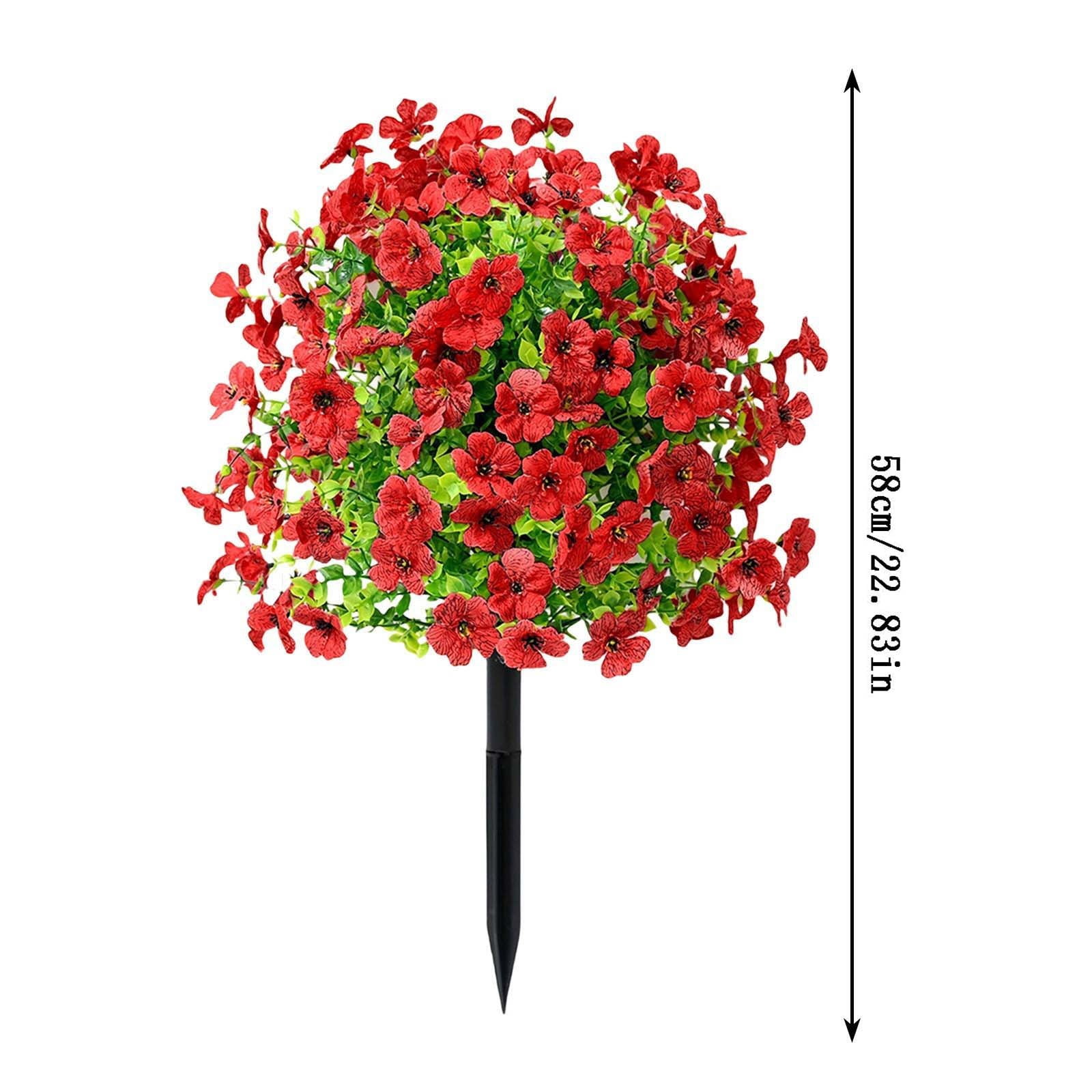 Artificial Flowers with Ground Spikes, 23in, Outdoor Faux Flowers for Garden, Yard, Planter and Porch, Lifelike Decorative Flowers for Indoor Outdoor Home