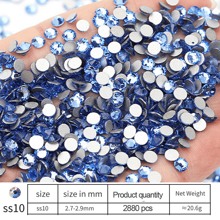 Rhinestones Flatback Round Crystal Glass Rhinestones Gems for Crafts Nail  Face Art Clothes Shoes Bags DIY - light blue 