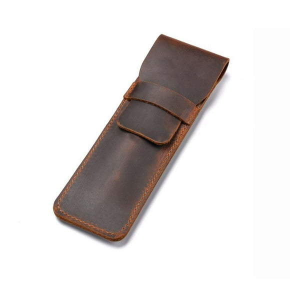 Daimay Étui en Cuir pour Stylo Porte-Stylo Fait Main Plume Multi Stylos Pochette Cheval Fou Housse de Protection en Cuir Marron