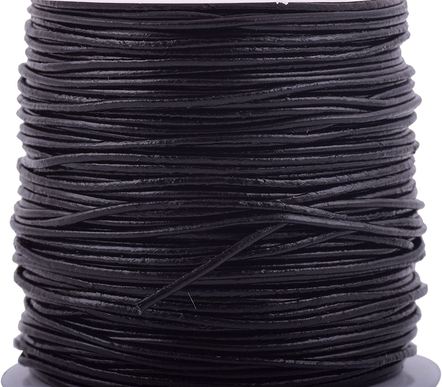 Black KONMAY 1 Roll 25 Yards 1.0mm Round Genuine/Real Leather Cord Beading String
