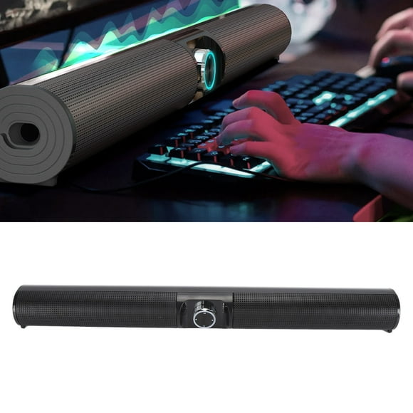 Bar Speaker, 3D Stereo Sound Knob Encoder Volume Control 5.3 Soundbar 20W RGB Circular Ambient Light for PC