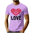 thumbnail image 2 of EchfiProm Graphic Tees for Men Purple Shirts Valentine Love Heart Athletic Graphic Young Mens Tops Short Sleeve M, 2 of 5