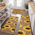 thumbnail image 2 of Beige Leopard Sunflower Pattern Kitchen Rugs Sets Of 3,Kitchen Runner Rugs Non Skid Washable,Decorative Kitchen Floor Mats for Kitchen,Sink,Laundry,17"x30"+ 17"x47" + 17"x59", 2 of 6