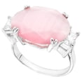 thumbnail image 2 of Trendy Pink Moonstone Statement Ring with CZ Accents - Size 9 Jewelry Ring Silver, 2 of 6