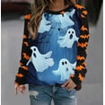thumbnail image 2 of LYEAA Sweatshirts for Women Loose Fit Halloween Ghost Print T Shirt Spooky Season Long Sleeve Crewneck Tops Fall Tee Shirts Multicolor XL, 2 of 5