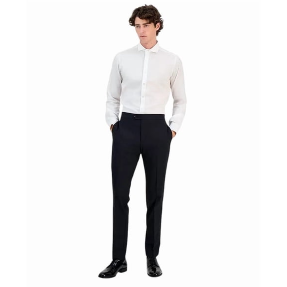 Bar Iii Mens Slim fit Wool Tuxedo Pants 36 / 30 Black Solid