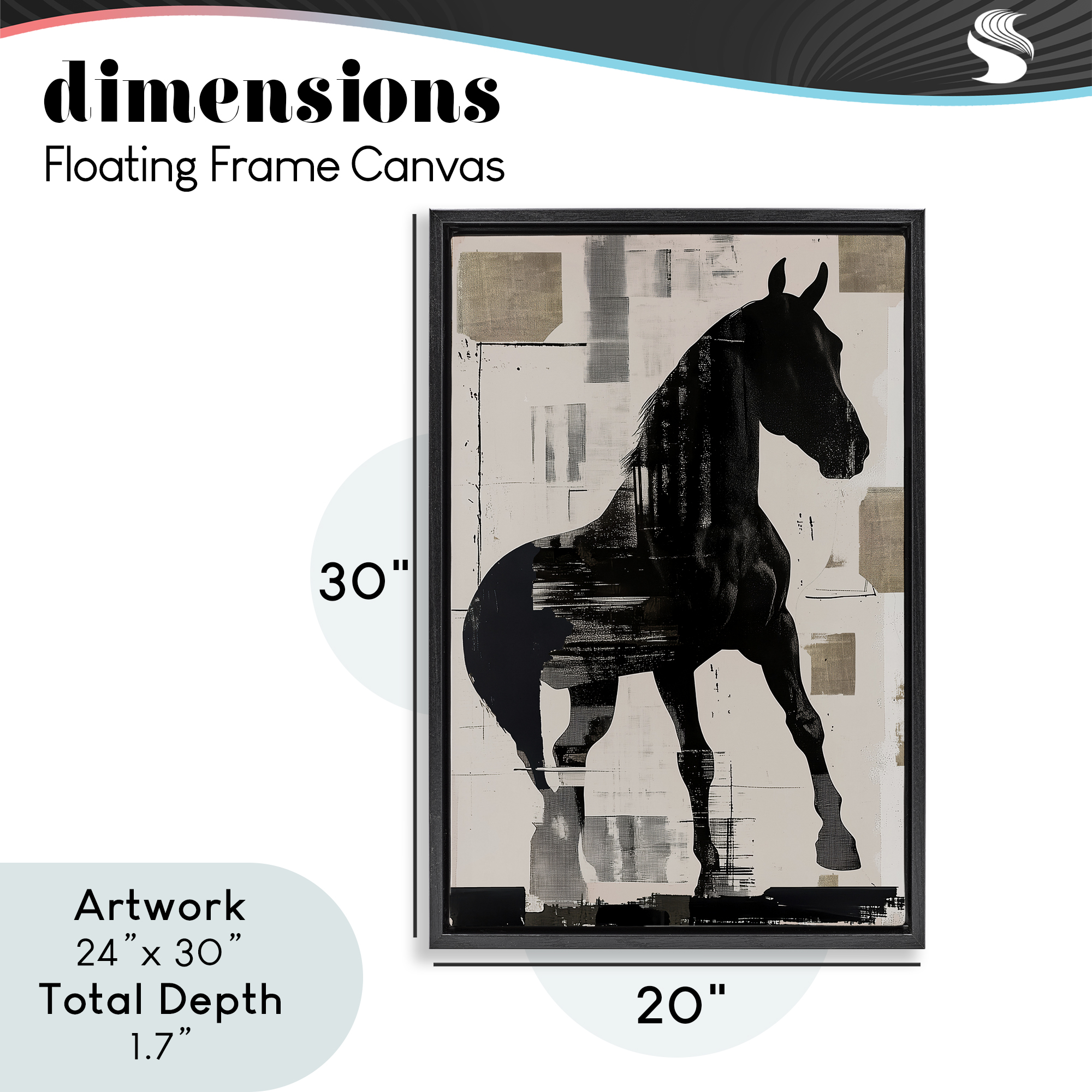Equinity Horse Silhouette Black Framed Floater Canvas Wall Art, design by Annabelle Hall