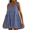 thumbnail image 2 of Sakmal Dresses for Women Elegant Basic Striped Blue Comfort Fit Sleeveless Mid-Length Slip Dress, 2 of 7