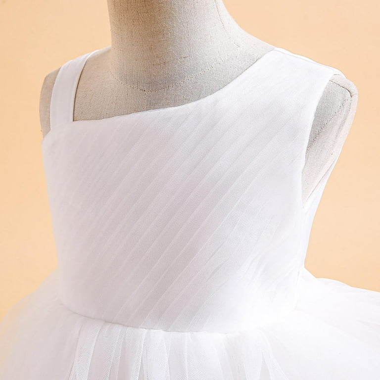 Atoguta 6-17 Years Graduation Dress for Girls Tulle Princess Dress Junior Bridesmaids Pageant Formal Ball Gown White, Infant Girl's, Size: 10-11 Years