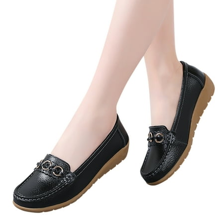 

QYZEU Sizewomens Heels Flat Shoes Women Wide Womens Comfort Walking Flat Loafer Slip On Leather Loafer Comfortable Flat Shoes Outdoor Driving Shoes