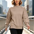 thumbnail image 3 of VBVC Women's Mock Neck Cropped Sweatshirt , Ladies' Side Slit Long Sleeve Pullover , Casual Fall Winter Tops For Women, S-3XL, 3 of 8